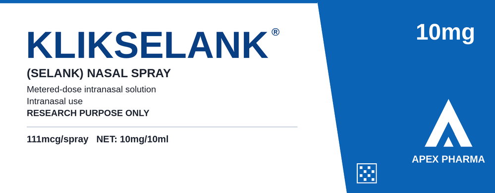 KLIKSELANK Spray research peptide prefilled pen box by APEX Pharma, 111 mcg/spray (10 mg/10 mL)