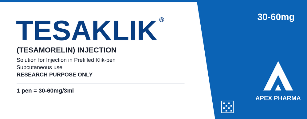 TESAKLIK research peptide prefilled pen box by APEX Pharma, 30-60 mg / 3 mL
